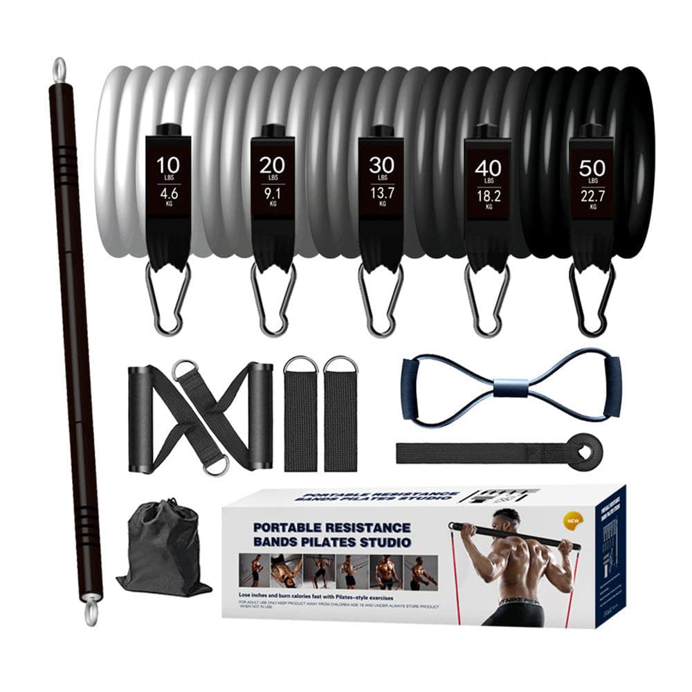 COOLBABY Pilates Bar Kit with Resistance Bands(150LBS), Resistance Bands Set with Bar - COOL BABY