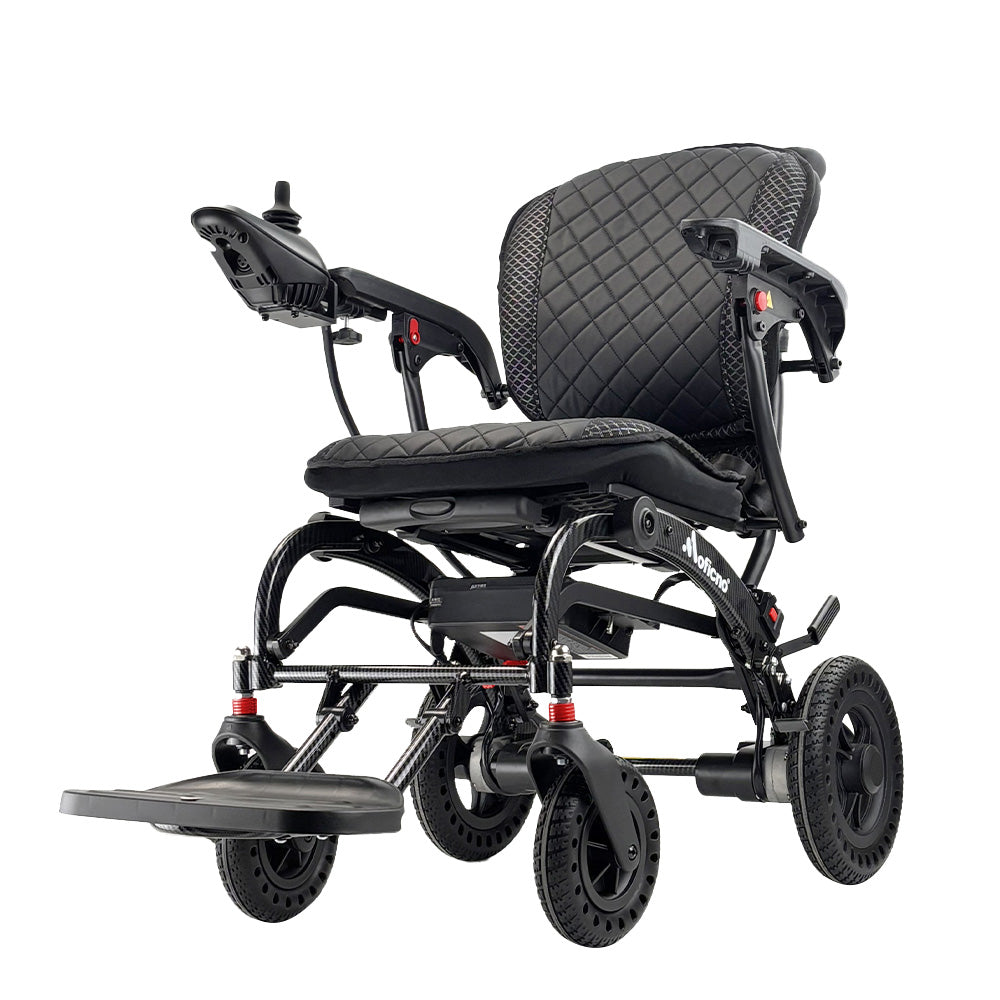 Electric Folding Lightweight Wheelchair - with Removable 6Ah Lithium Battery and 360W Brushless Motor, Net Weight Only 17kg, 100kg Load Capacity and Up to 12km Range