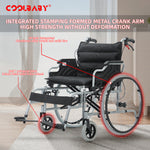 Load image into Gallery viewer, COOLBABY 24 Inch 56CM Wide Seat Wheelchair for Adults and Seniors, 300 Lb Weight Capacity, Portable, Folding and Double-Layer Thickened Cushion
