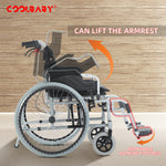 Load image into Gallery viewer, COOLBABY 24 Inch 56CM Wide Seat Wheelchair for Adults and Seniors, 300 Lb Weight Capacity, Portable, Folding and Double-Layer Thickened Cushion
