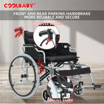 Load image into Gallery viewer, COOLBABY 24 Inch 56CM Wide Seat Wheelchair for Adults and Seniors, 300 Lb Weight Capacity, Portable, Folding and Double-Layer Thickened Cushion
