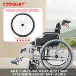 Load image into Gallery viewer, COOLBABY 24 Inch 56CM Wide Seat Wheelchair for Adults and Seniors, 300 Lb Weight Capacity, Portable, Folding and Double-Layer Thickened Cushion