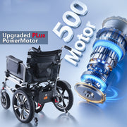 Folding Power Wheelchair with 52cm Widen Spacious Seating Electric Wheelchair for Adults, Seniors, Elderly - coolbabymalls