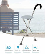 Load image into Gallery viewer, COOLBABY SSZ-GZD Aluminum alloy walking stick stool trekking stick travel crutches with stool cane crutches cane chair portable folding crutch chair - coolbabymalls
