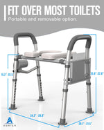 Load image into Gallery viewer, COOLBABY Raised Toilet Seat - Adjustable, 400lbs Capacity, Safety Handrails & Padded Cushion for Seniors