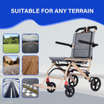 Load image into Gallery viewer, Ultralight Transport Wheelchair Folding Portable Boarding Travelling Wheelchair with Telescopic Handle Trolleys for Elderly Aircraft Travel - coolbabymalls