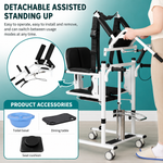Load image into Gallery viewer, 5-in-1 Hydraulic Patient Lifter, Portable Nursing Wheelchair with 180° Split Seat, Adjustable Height, Bedpan & Foot Brake – 440lbs Capacity