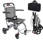 Load image into Gallery viewer, Ultralight Transport Wheelchair, Folding Portable Boarding Travelling Wheelchair with Hand Brake, Trolleys for Elderly Aircraft Travel - coolbabymalls