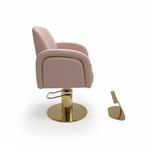 Load image into Gallery viewer, CoolBaby Mall Pink Hairdressing Chair – Luxury Salon Styling Chair with Adjustable Height, 360° Swivel & Gold Base