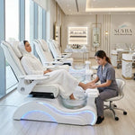 Load image into Gallery viewer, Luxury White Quilted Spa Pedicure Chair with Footbath HG-D170 | Professional Salon & Spa Chair