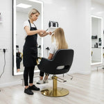 Load image into Gallery viewer, Luxury Black & Gold Multi-Purpose Salon Chair | Reclining Barber, Beauty & Styling Chair with Adjustable Footrest