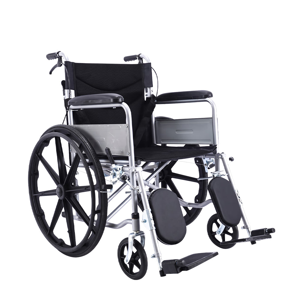 COOLBABY SSZ-LY03 thickened steel pipe elderly wheelchair foldable lightweight disabled wheelchair with armrests adjustable legs - coolbabymalls