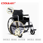 Load image into Gallery viewer, COOLBABY SSZ-LY06: Foldable Lightweight Disabled Wheelchair with Handbrake and Potty - Sturdy Thickened Steel Pipe Design for Elderly Comfort (Black) - coolbabymalls
