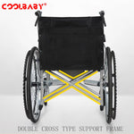 Load image into Gallery viewer, COOLBABY SSZ-LY06: Foldable Lightweight Disabled Wheelchair with Handbrake and Potty - Sturdy Thickened Steel Pipe Design for Elderly Comfort (Black) - coolbabymalls