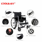 Load image into Gallery viewer, COOLBABY SSZ-LY06: Foldable Lightweight Disabled Wheelchair with Handbrake and Potty - Sturdy Thickened Steel Pipe Design for Elderly Comfort (Black) - coolbabymalls