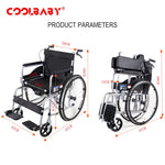 Load image into Gallery viewer, COOLBABY SSZ-LY06: Foldable Lightweight Disabled Wheelchair with Handbrake and Potty - Sturdy Thickened Steel Pipe Design for Elderly Comfort (Black) - coolbabymalls