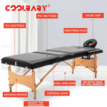 Load image into Gallery viewer, COOLBABY KYBJ-302 Portable Fitness Massage Table Professional Adjustable Folding Bed With 3 Sections Wooden Frame Ergonomic Headrest With Carrying Bag - CoolBabyMass