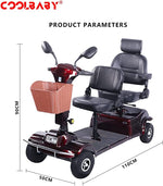 Load image into Gallery viewer, COOLBABY YL-010L Two Seat Four Wheel Electric Scooter Electric  for Adults and Seniors, Max Weight 330 lbs - coolbabymalls