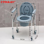 Load image into Gallery viewer, COOLBABY SSZ-ZXC01 Aluminum alloy toilet seat with pulley, multi-function, easy-to-remove mobile bath chair, 5-speed height adjustment - coolbabymalls