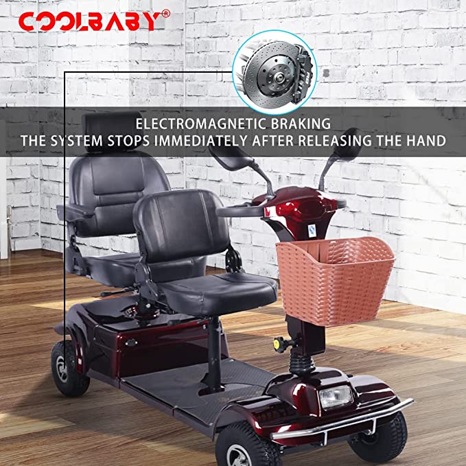 COOLBABY YL-010L Two Seat Four Wheel Electric Scooter Electric  for Adults and Seniors, Max Weight 330 lbs - coolbabymalls