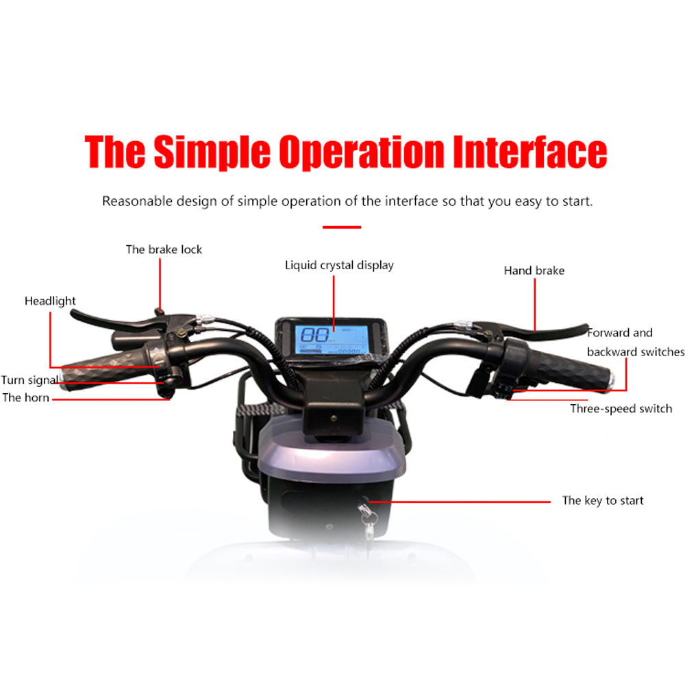 COOLBABY V8NYC 3 Wheel Adult Powered Mobility Scooter Electric Tricycle Motorcycle 2-Passenger And Cargo Dual-use Scooter for Elder - coolbabymalls