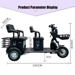 Load image into Gallery viewer, COOLBABY V8NYC 3 Wheel Adult Powered Mobility Scooter Electric Tricycle Motorcycle 2-Passenger And Cargo Dual-use Scooter for Elder - coolbabymalls
