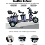 Load image into Gallery viewer, COOLBABY V8NYC 3 Wheel Adult Powered Mobility Scooter Electric Tricycle Motorcycle 2-Passenger And Cargo Dual-use Scooter for Elder - coolbabymalls