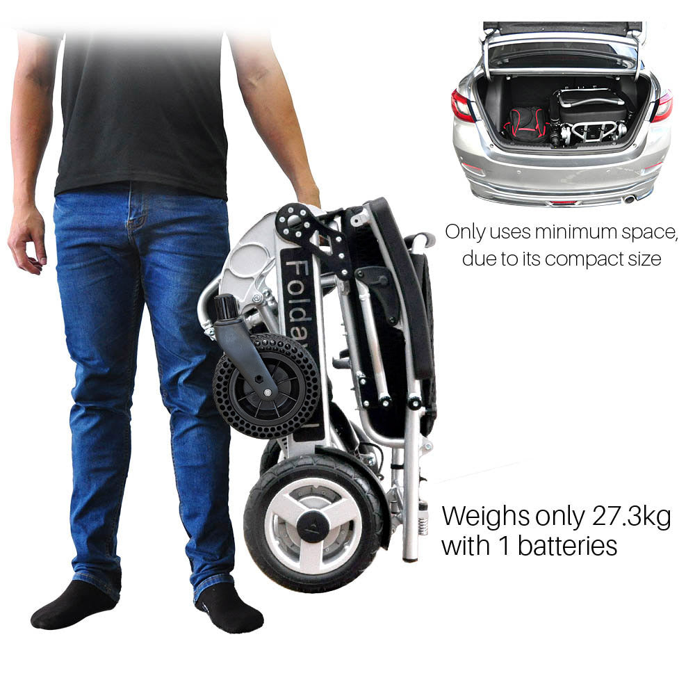 Foldawheel 1000XL – Heavy Duty Compact Electric Wheelchair with Long Range
