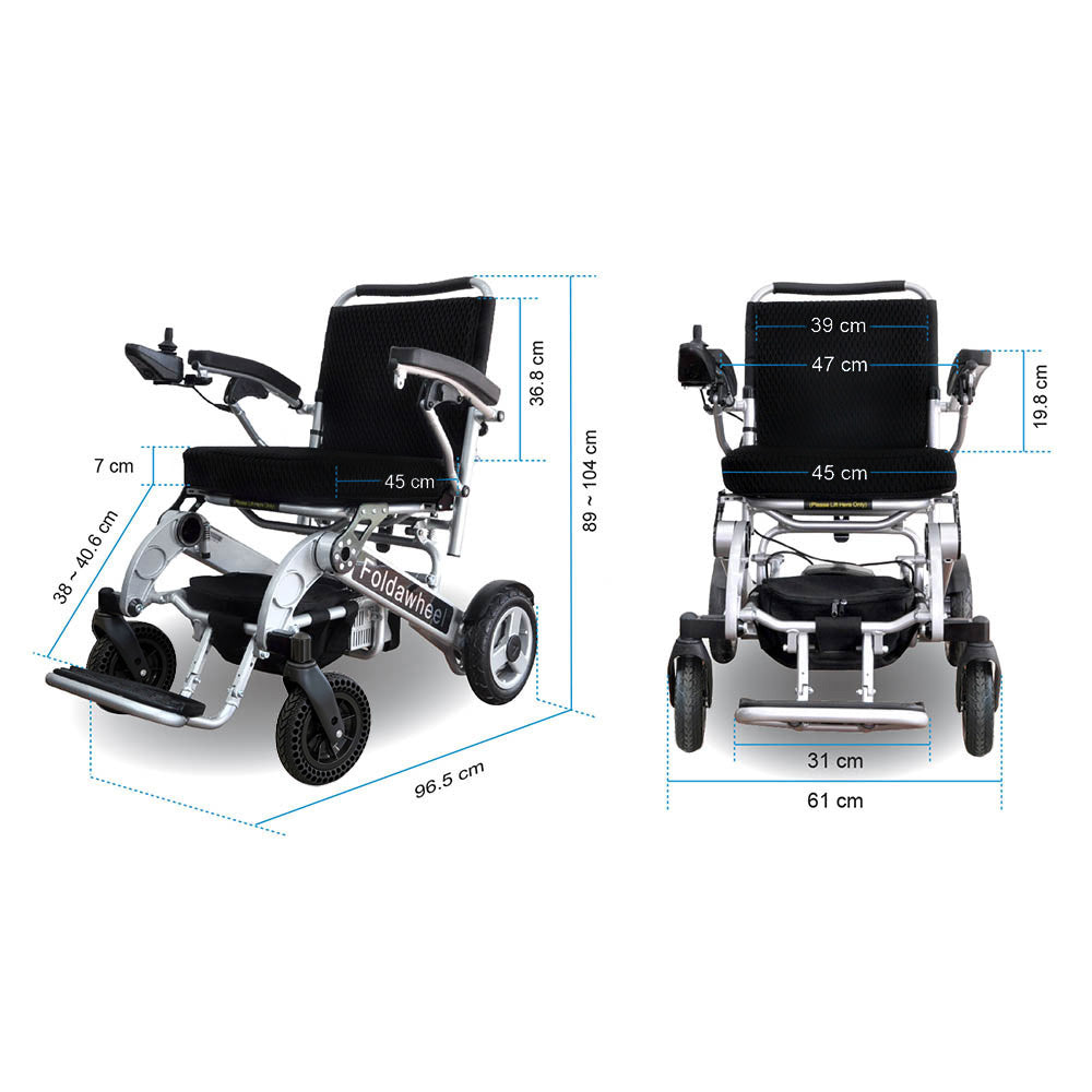 Foldawheel 1000XL – Heavy Duty Compact Electric Wheelchair with Long Range