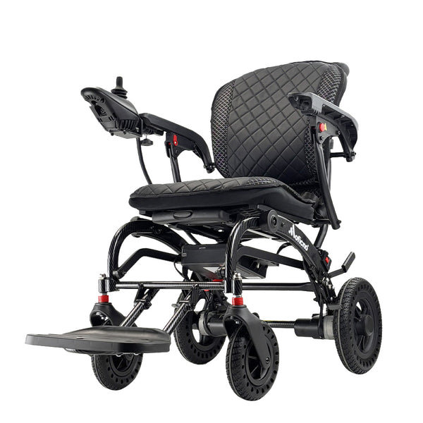 Electric Folding Lightweight Wheelchair - with Removable 6Ah Lithium Battery and 360W Brushless Motor, Net Weight Only 17kg, 100kg Load Capacity and Up to 12km Range - coolbabymalls