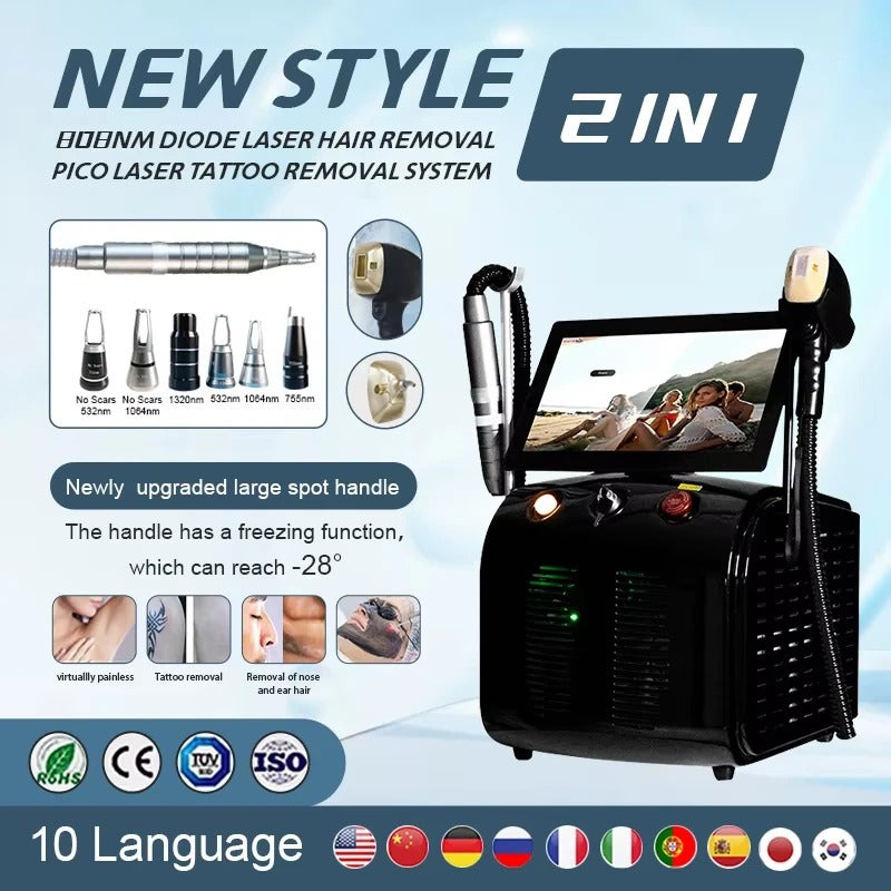 2in1 4000W 4-Wave 755/808/940/1064nm Professional Soprano Diode Laser Hair Removal Painless Permanent Hair Removal - coolbabymalls
