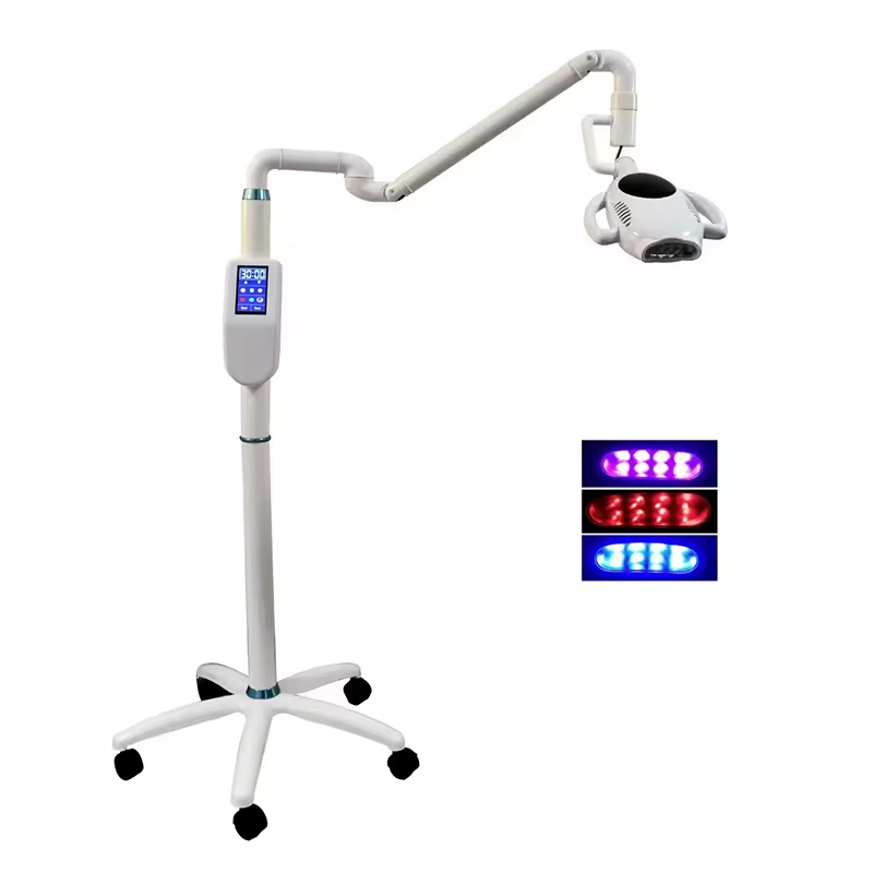 60W Dental Touch Display Screen Teeth Whitening Machine 3 Colors Moveable Bleaching Lamp Floor Standing Wheels - coolbabymalls