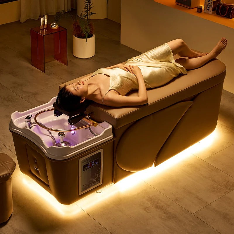 Massage Table Shampoo Chairs Head Spa Equipment & Spa Bed with LED, Water Cycle Heater, Steam, and Aromatherapy - coolbabymalls