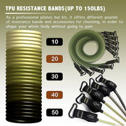 COOLBABY Pilates Bar Kit with Resistance Bands（150LBS）, Resistance Bands Set with Bar - COOL BABY