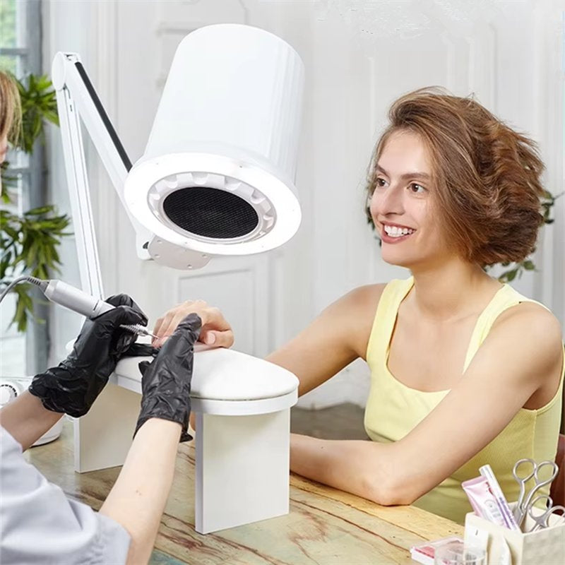 Nail Dust Collector Tabletop Nail Dust Cleaner Dimmable LED Light Manicure Dust Extractor Machine Clamp Mount - coolbabymalls