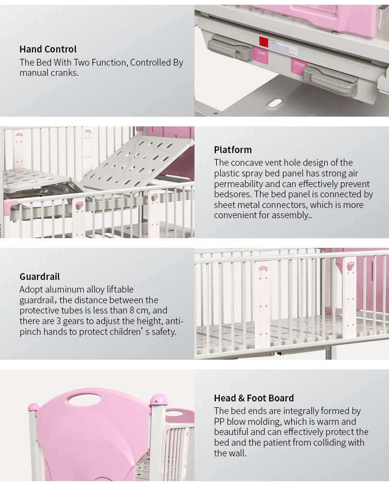 Double Cranks Multifunction Stainless Steel Manual Pediatric Hospital Bed - coolbabymalls