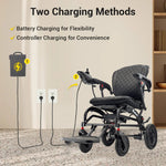 Load image into Gallery viewer, Electric Folding Lightweight Wheelchair - with Removable 6Ah Lithium Battery and 360W Brushless Motor, Net Weight Only 17kg, 100kg Load Capacity and Up to 12km Range
