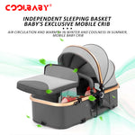 Load image into Gallery viewer, COOLBABY Baby Stroller with Canopy, Baby Bassinet Stroller, Infant Stroller with Reversible Seat with Rubber Wheel and Good Shock absorption (Gray) - COOLBABY
