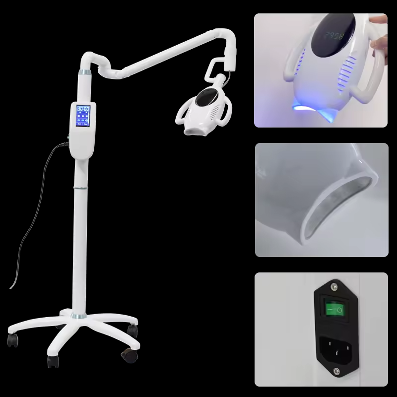 60W Dental Touch Display Screen Teeth Whitening Machine 3 Colors Moveable Bleaching Lamp Floor Standing Wheels - coolbabymalls