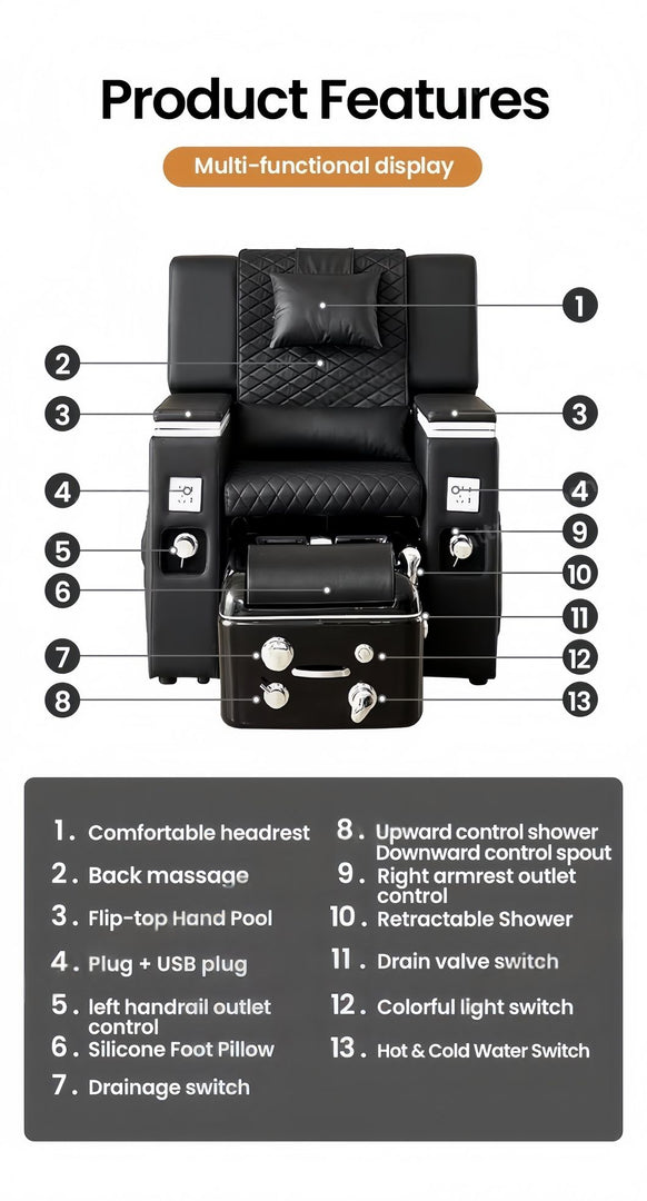 Salon Furniture Nail Foot Massage Spa Multi-function Electric Massage Pedicur Chair - coolbabymalls