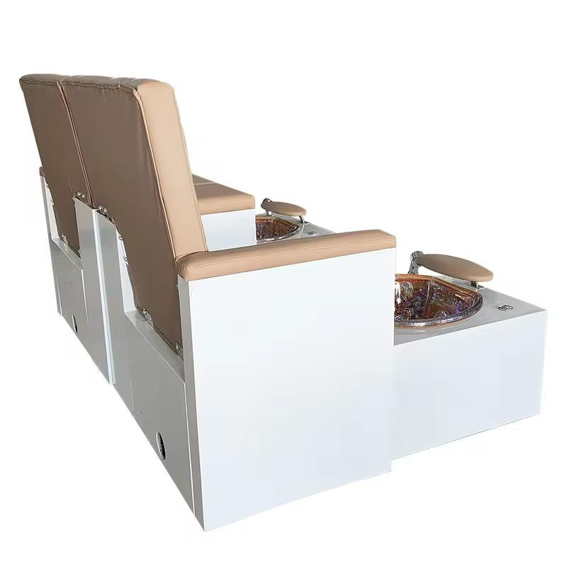 Double Pedicure Massage Chair Foot SPA Massage Chair for Pedicure and Manicure with Basin and Storage Drawer - coolbabymalls