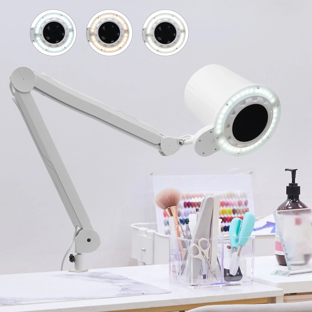 Nail Dust Collector Tabletop Nail Dust Cleaner Dimmable LED Light Manicure Dust Extractor Machine Clamp Mount - coolbabymalls