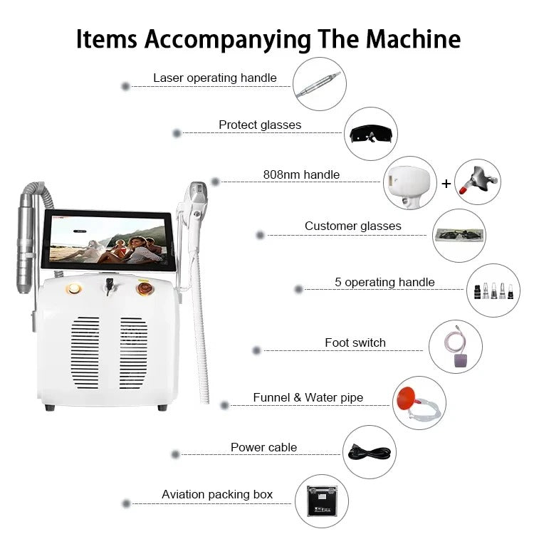 2in1 4000W 4-Wave 755/808/940/1064nm Professional Soprano Diode Laser Hair Removal Painless Permanent Hair Removal - coolbabymalls