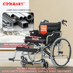 Load image into Gallery viewer, COOLBABY 24 Inch 56CM Wide Seat Wheelchair for Adults and Seniors, 300 Lb Weight Capacity, Portable, Folding and Double-Layer Thickened Cushion
