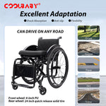 Load image into Gallery viewer, Foldable Aluminum Lightweight Wheelchair, Folding Sports Wheelchair, All-Terrain Ultra Lightweight Wheelchair,Wheelchairs for Adults,Anti-Tip Wheels(Seat Width 44cm)
