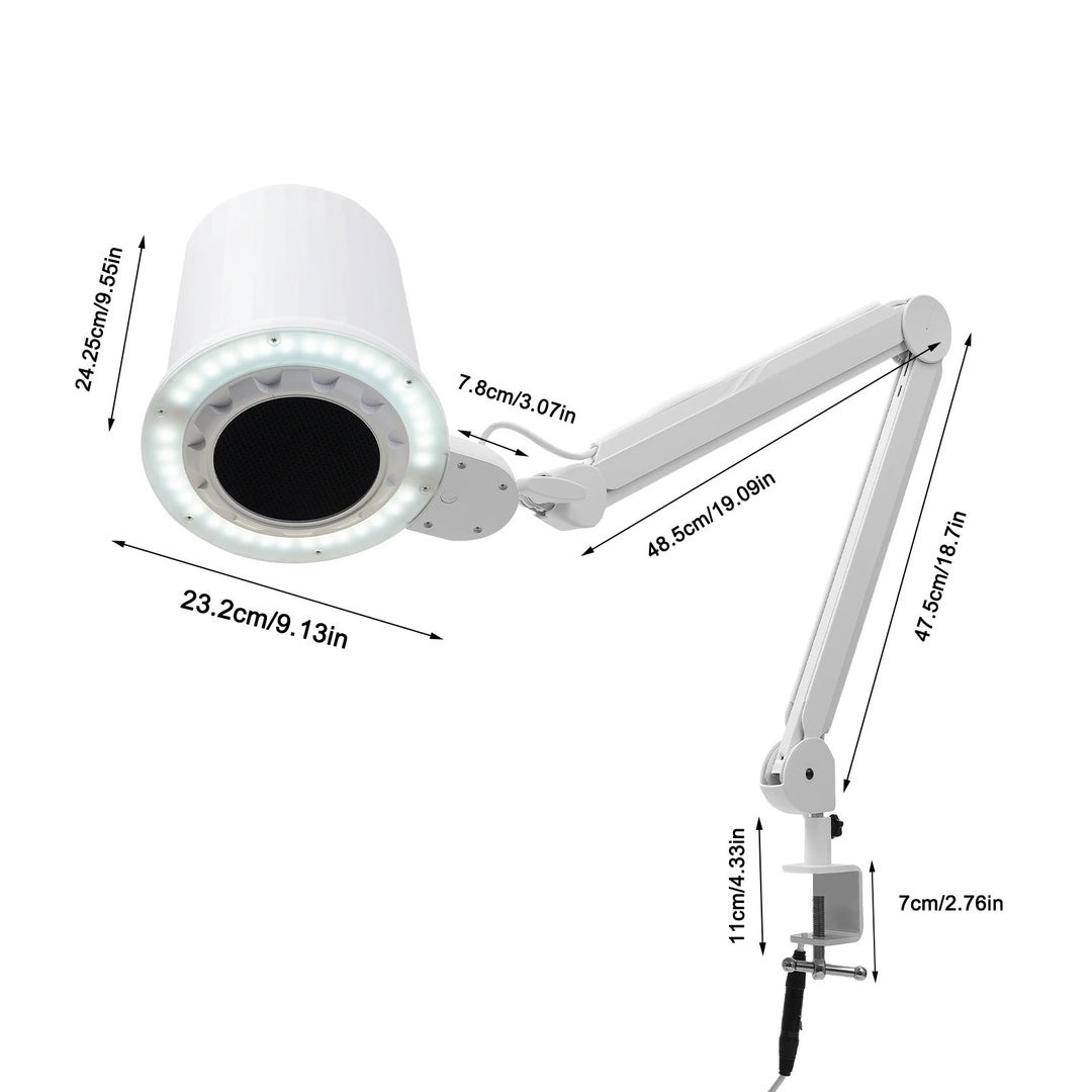 Nail Dust Collector Tabletop Nail Dust Cleaner Dimmable LED Light Manicure Dust Extractor Machine Clamp Mount - coolbabymalls