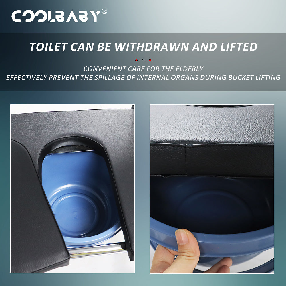 COOLBABY  SSZ1004  Bedside Toilet Chair 4-in-1 Shower Toilet Wheelchair Rolling Transport Chair The Armrest Can Be Lifted