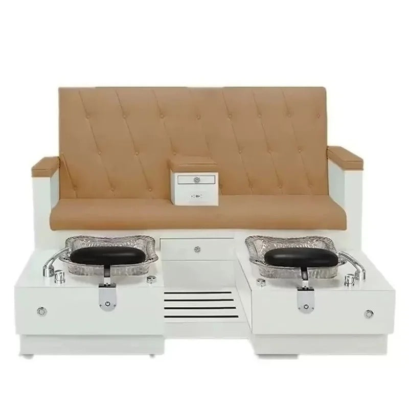 Double Pedicure Massage Chair Foot SPA Massage Chair for Pedicure and Manicure with Basin and Storage Drawer - coolbabymalls