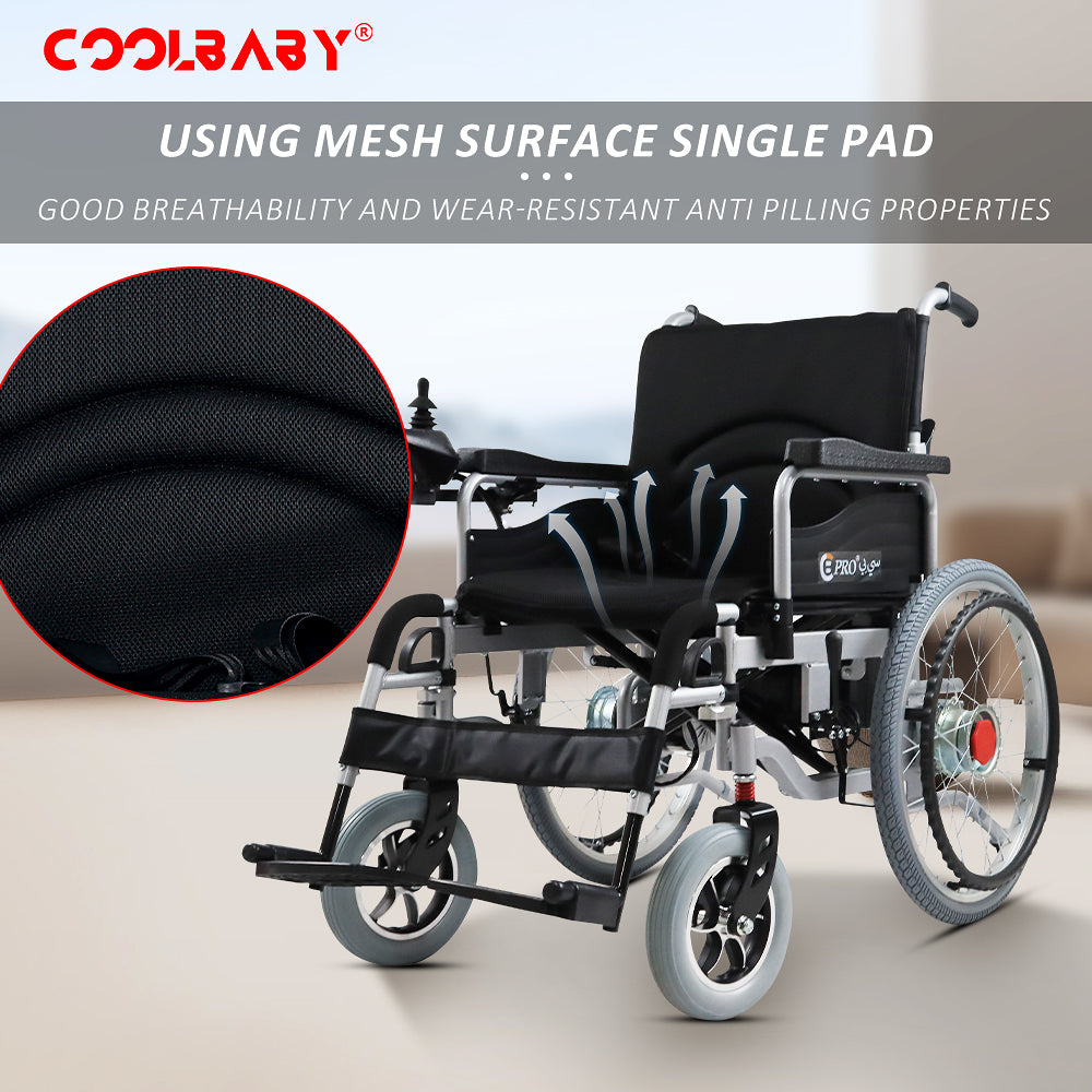 COOLBABY Electric Wheelchair Heavy Duty Foldable Electric Wheelchairs 52cm Widen Seat For Adults And Seniors - coolbabymalls