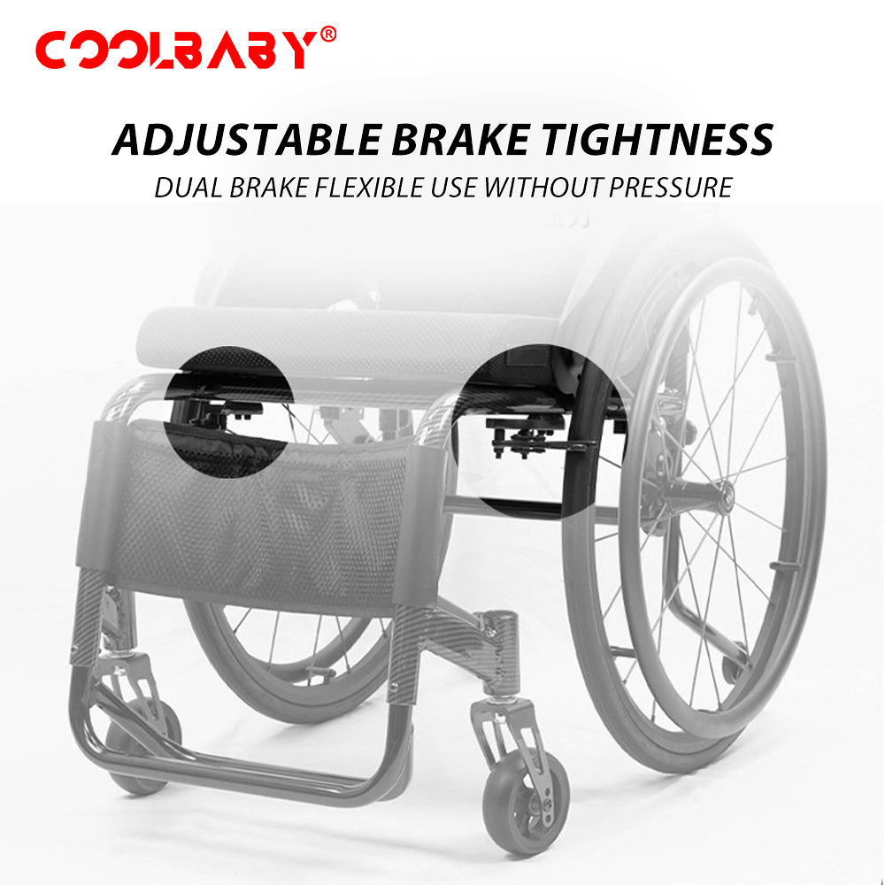 Foldable Aluminum Lightweight Wheelchair, Folding Sports Wheelchair, All-Terrain Ultra Lightweight Wheelchair,Wheelchairs for Adults,Anti-Tip Wheels(Seat Width 44cm)